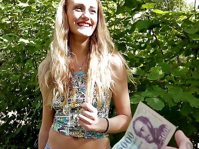 Outdoor fuck for money with skinny euro girl Linda Leclair