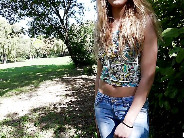 Outdoor fuck for money with skinny euro girl Linda Leclair