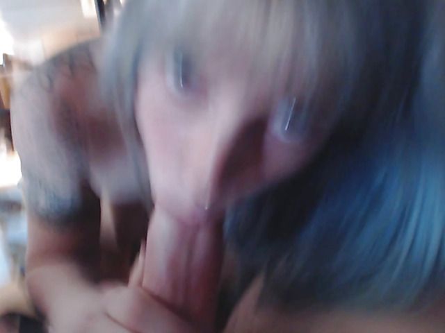 POV reverse cowgirl and cock sucking with blue-haired GF