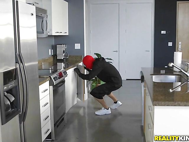 Petite ebony teen Kendall Woods gets fucked by a burglar