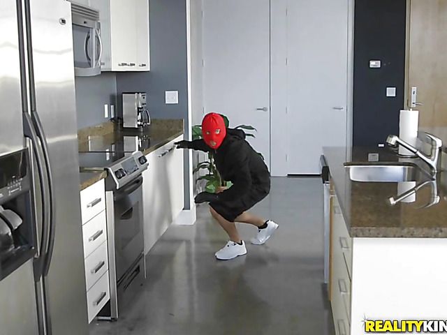 Petite ebony teen Kendall Woods gets fucked by a burglar