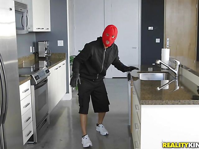 Petite ebony teen Kendall Woods gets fucked by a burglar