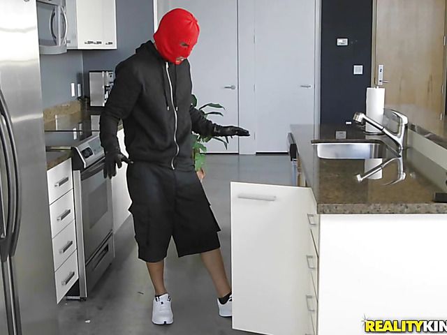 Petite ebony teen Kendall Woods gets fucked by a burglar