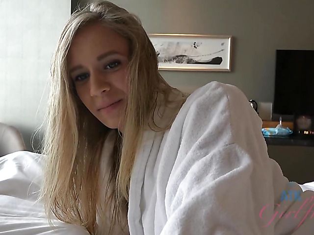 Skinny GF Rachel James amateur footjob and cock sucking