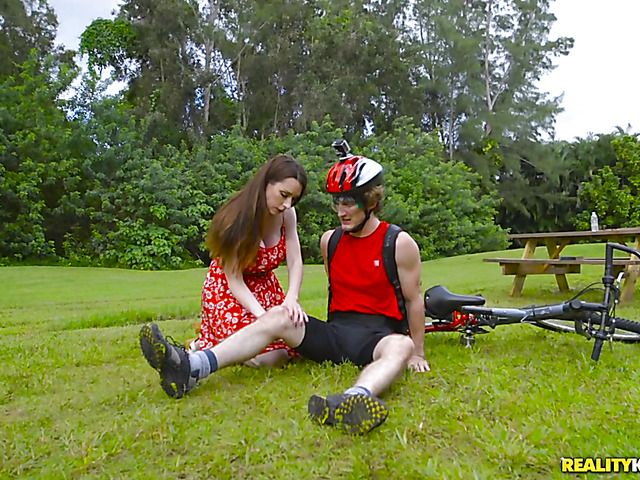 MILF Remy Larue with big melons gets fucked by a bicyclist