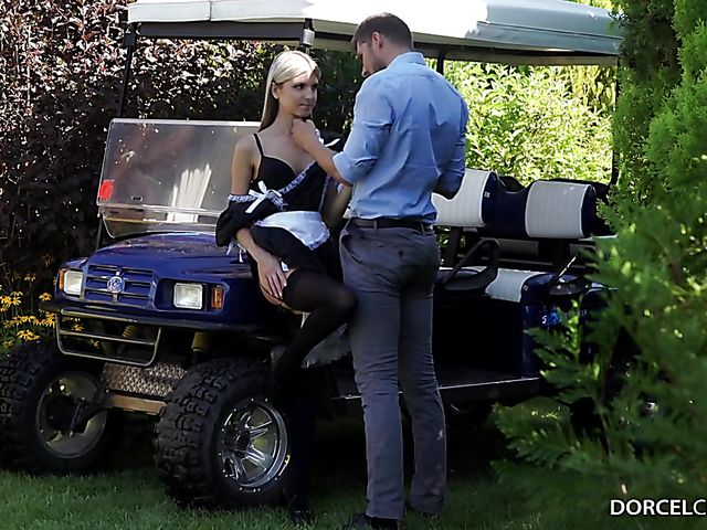 Skinny maid Gina Gerson anal fucked outdoors