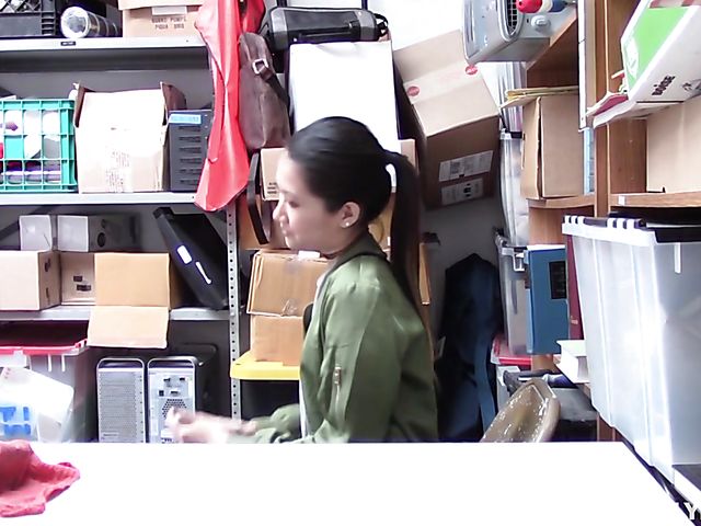 Skinny asian shoplifter Jade Noir gets impaled on cock