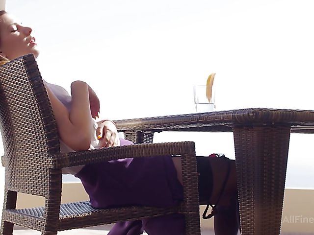 Candy Sweet fingering herself under table