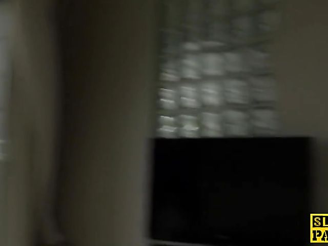 Huge tits whore gets railed against the window