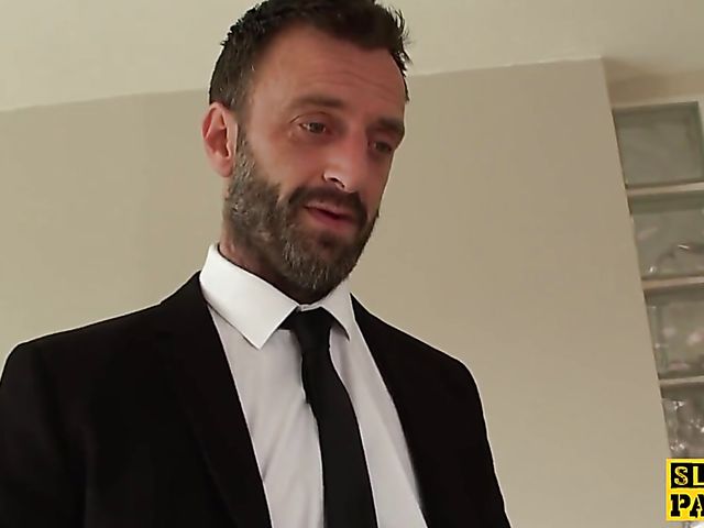 Huge tits whore gets railed against the window