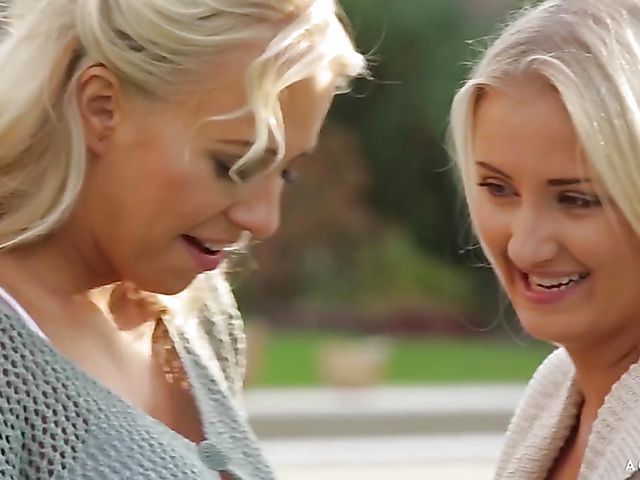 Charming blonde lesbians have a picnic 