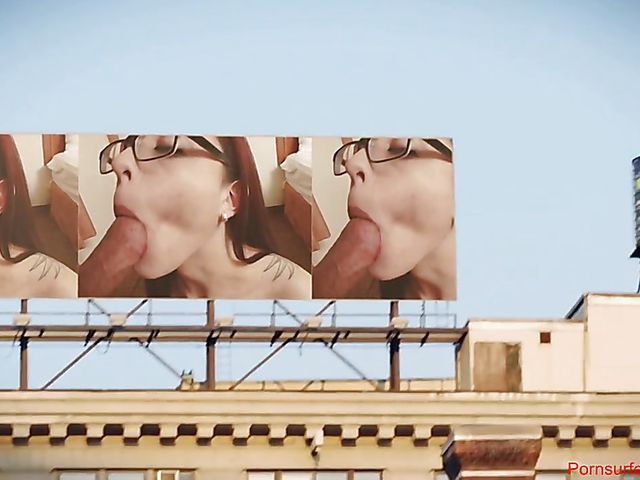 Glassed redhead blowjob and cum on belly