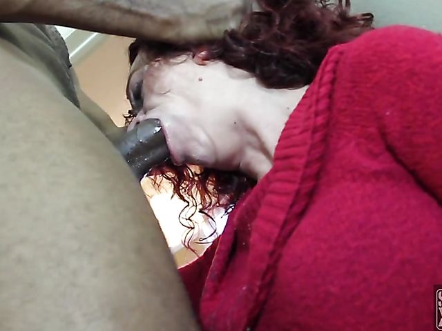 Interracial deepthroat in front of the cam