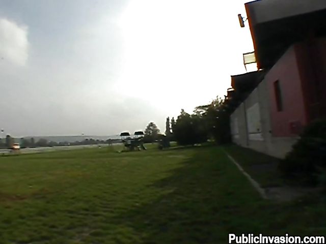 Public blowjob and cock riding outdoors