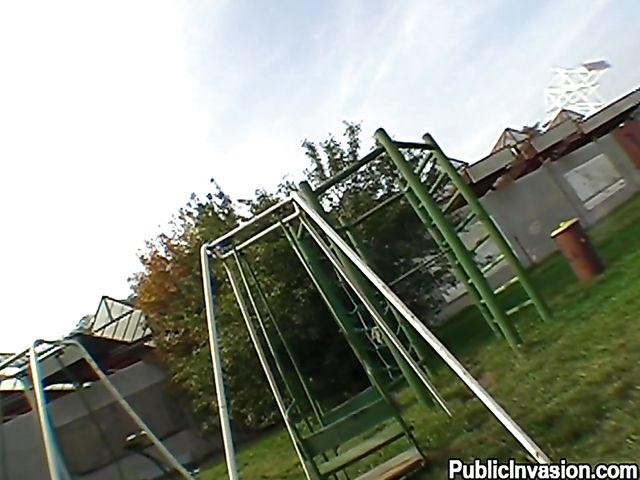 Public blowjob and cock riding outdoors