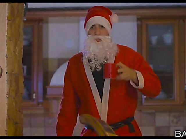 Blue Angel and Gina Gerson strap on sex on Christmas