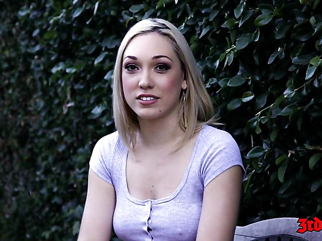 Blonde licks pussy and takes three black cocks