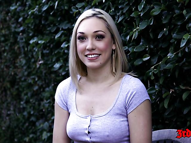 Blonde licks pussy and takes three black cocks