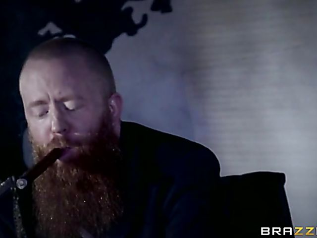 Bespectacled Peta Jensen with gigantic tits sucks and fucks