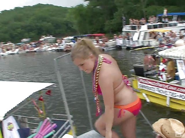 Public nudity at a party by the river