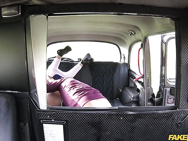 Small tits lady Amanda Black gets banged in a cab