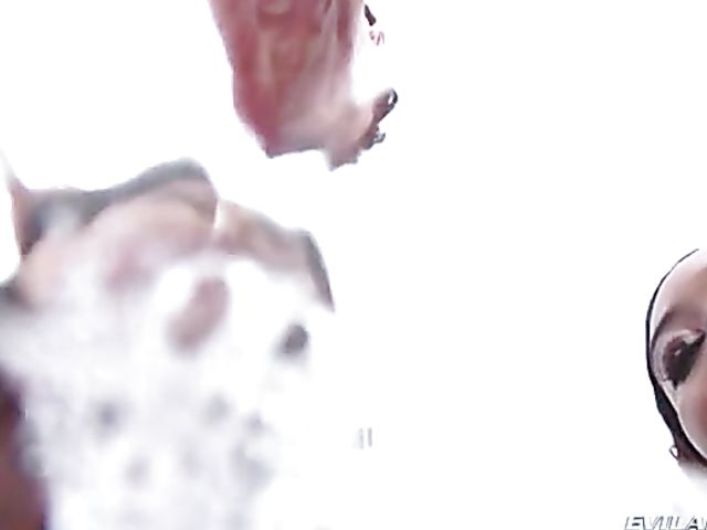 Three on one interracial blowjob with Ana Foxxx