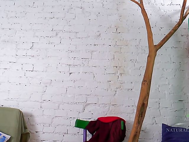 Hairy blonde Sandrina loves her purple dildo