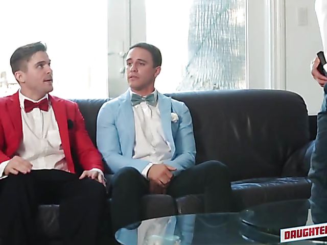 Dad and teen foursome with Melissa Moore and Riley Reid