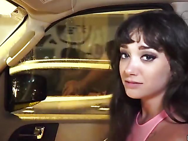 Car fuck with brunette in pink Gia Paige