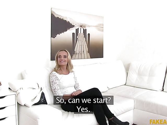 Fake casting for blonde model Victoria Pure