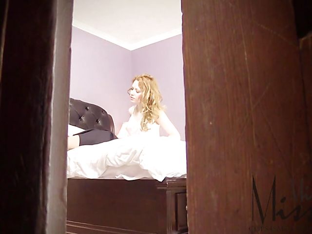 Lovely lady in lingerie solo in the bedroom