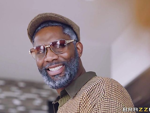 Skinny ebony teen Kendall Woods rides a white rod