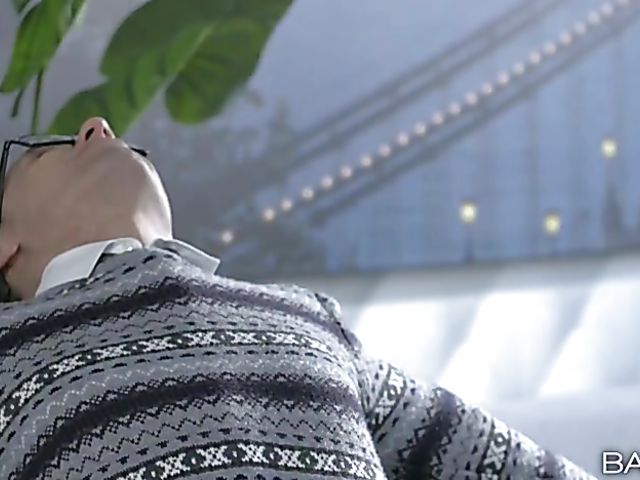 Big tit secretary Candy Alexa has sex with a nerd