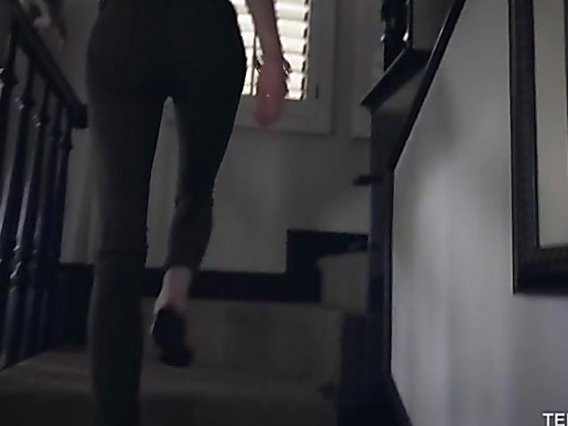 Short hair teen Cadey Mercury strips and gets nailed