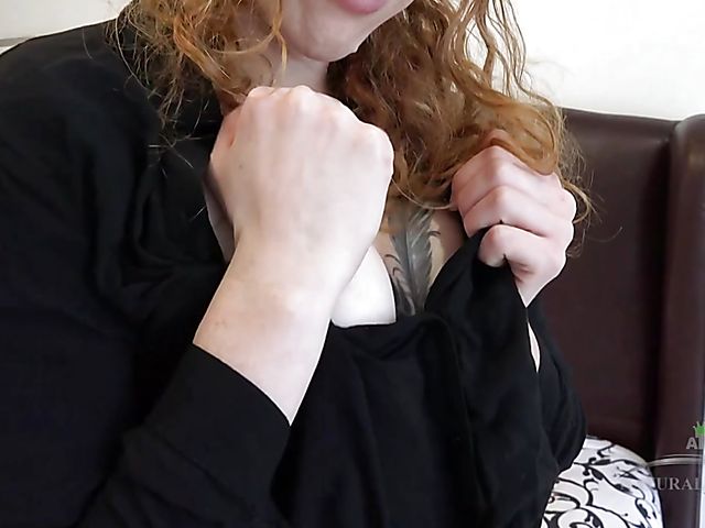 Hairy redhead Athame Le Fey fingers her bush
