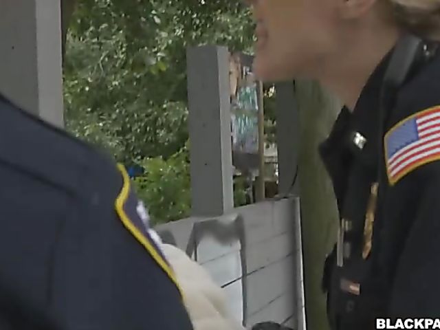 Interracial femdom with two horny police women