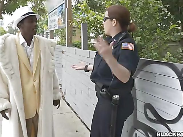 Interracial femdom with two horny police women