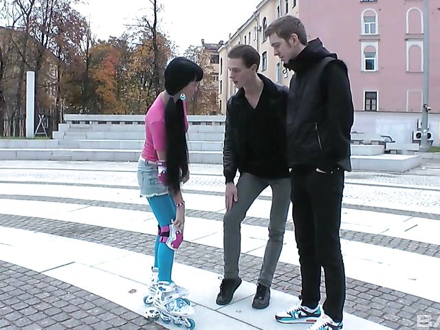 Teen DP and anal with hot roller skaters