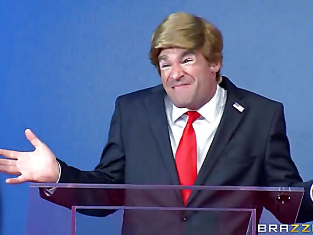Election debate porn parody with big titted Cherie Deville