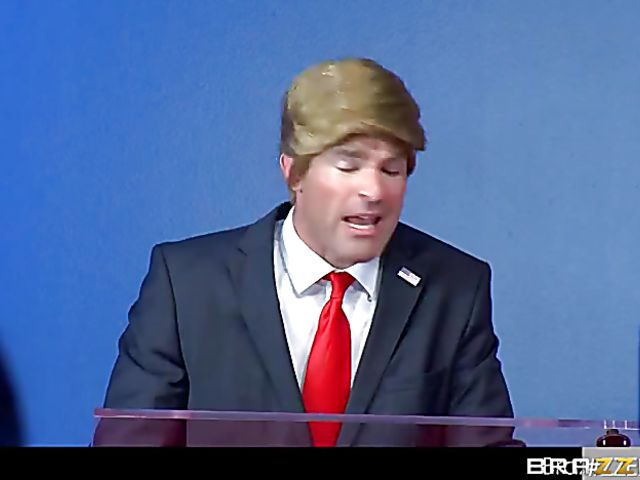 Election debate porn parody with big titted Cherie Deville