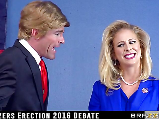 Election debate porn parody with big titted Cherie Deville