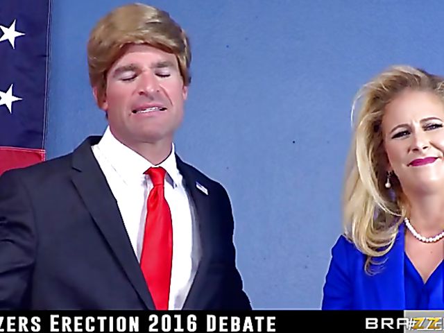 Election debate porn parody with big titted Cherie Deville
