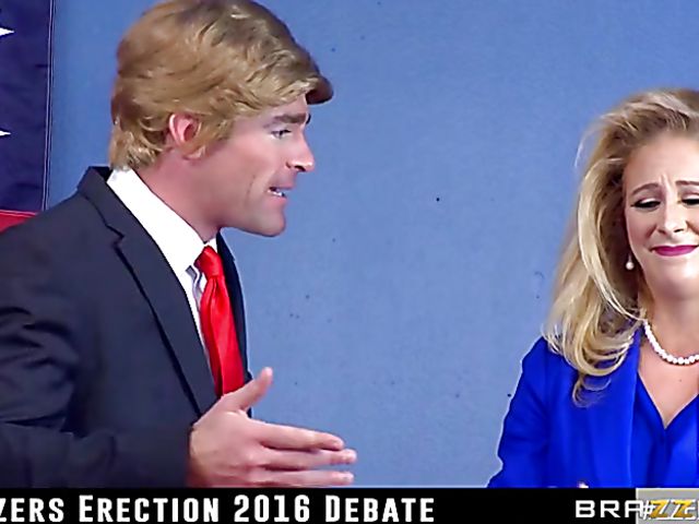 Election debate porn parody with big titted Cherie Deville