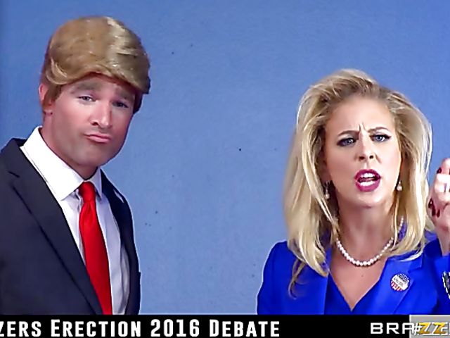 Election debate porn parody with big titted Cherie Deville
