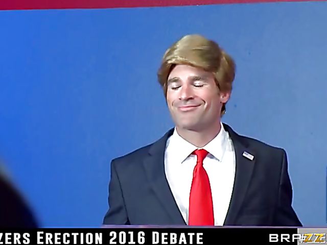 Election debate porn parody with big titted Cherie Deville