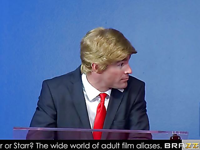 Election debate porn parody with big titted Cherie Deville
