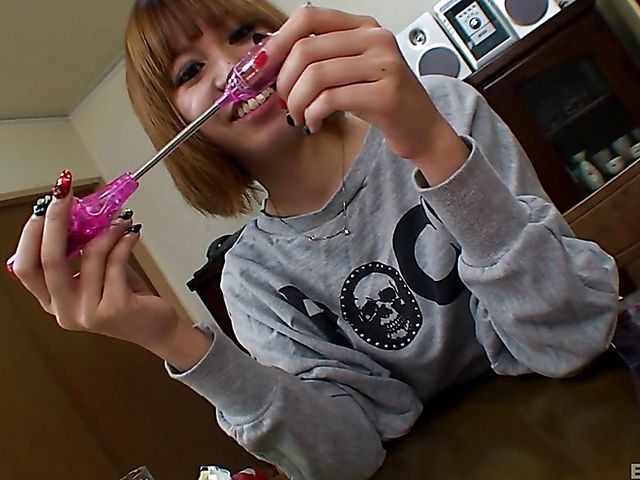 Japanese vibrator and other toys for a tight girl