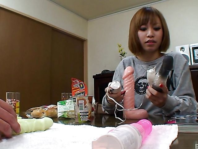 Japanese vibrator and other toys for a tight girl
