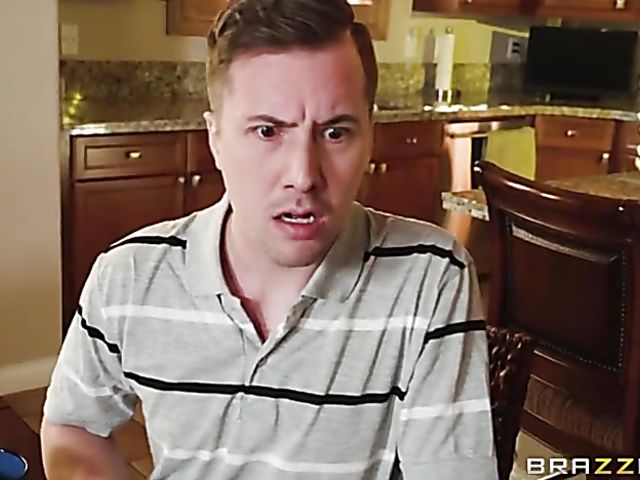 Busty Nicole Aniston and August Ames fuck in kitchen threesome