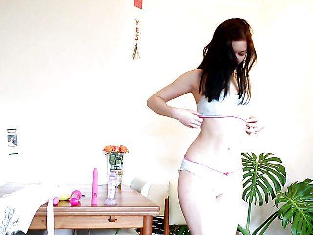 Pale teen Lulu Reynolds with a pink hitachi wand